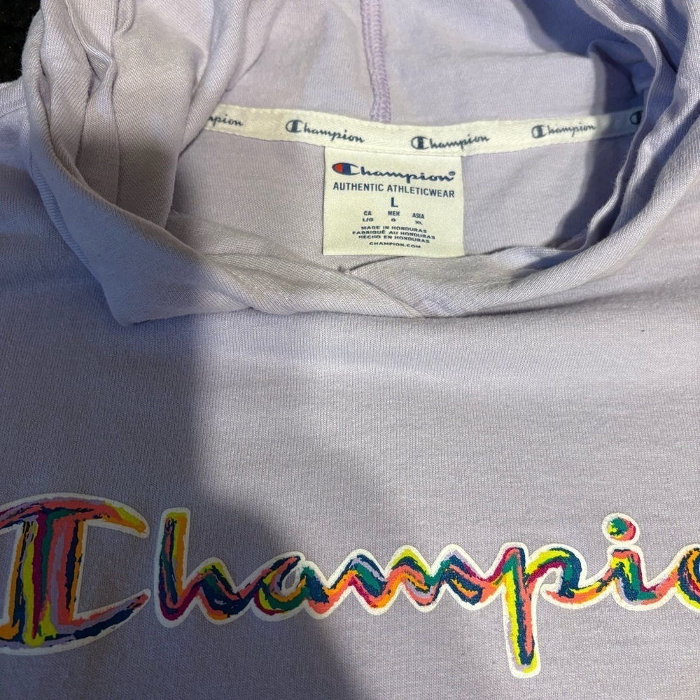 Champion Lavender Hoodie with Multicolor Logo - Picture 4 of 6